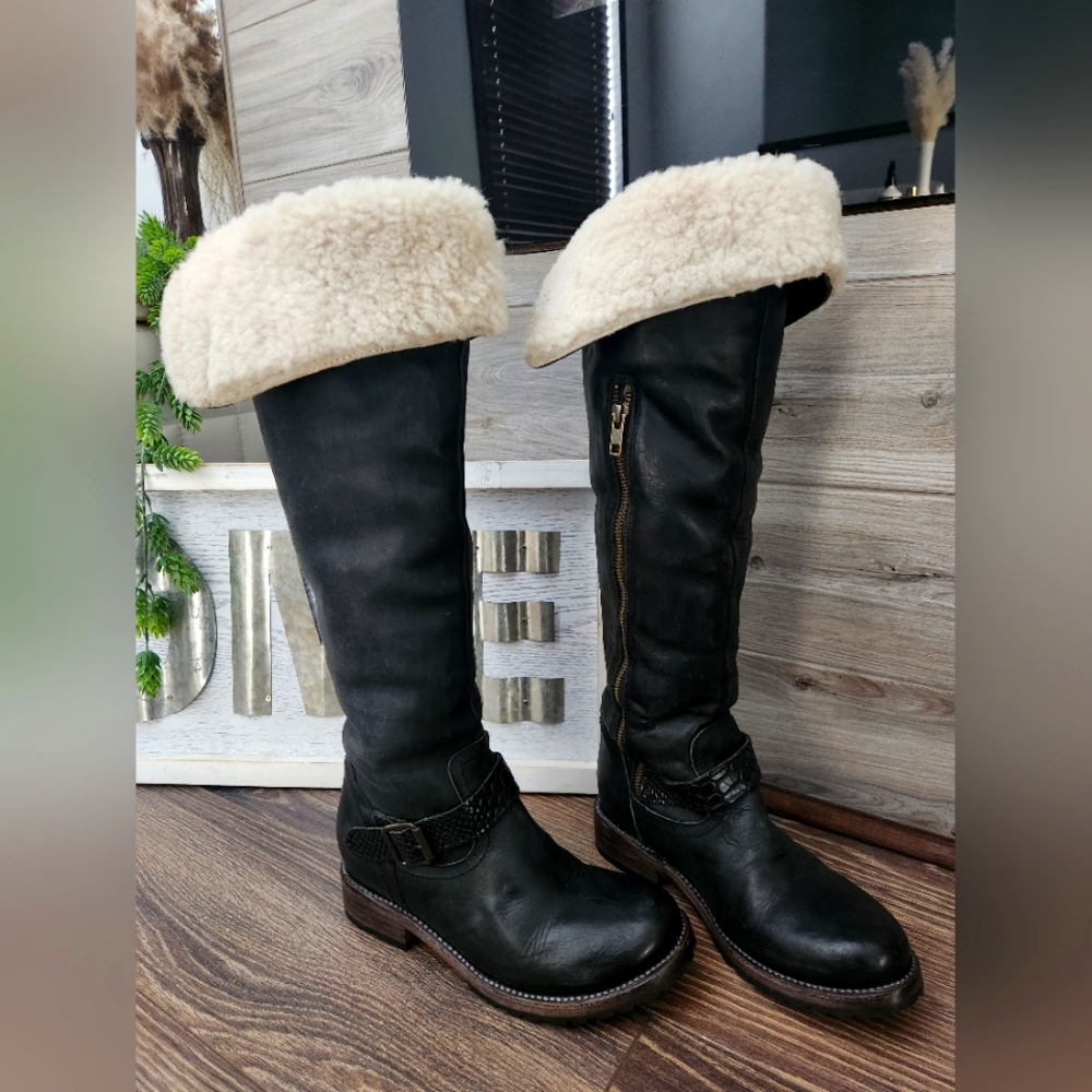 Freebird by Steven Denmark Tall Black Boots Size 7.